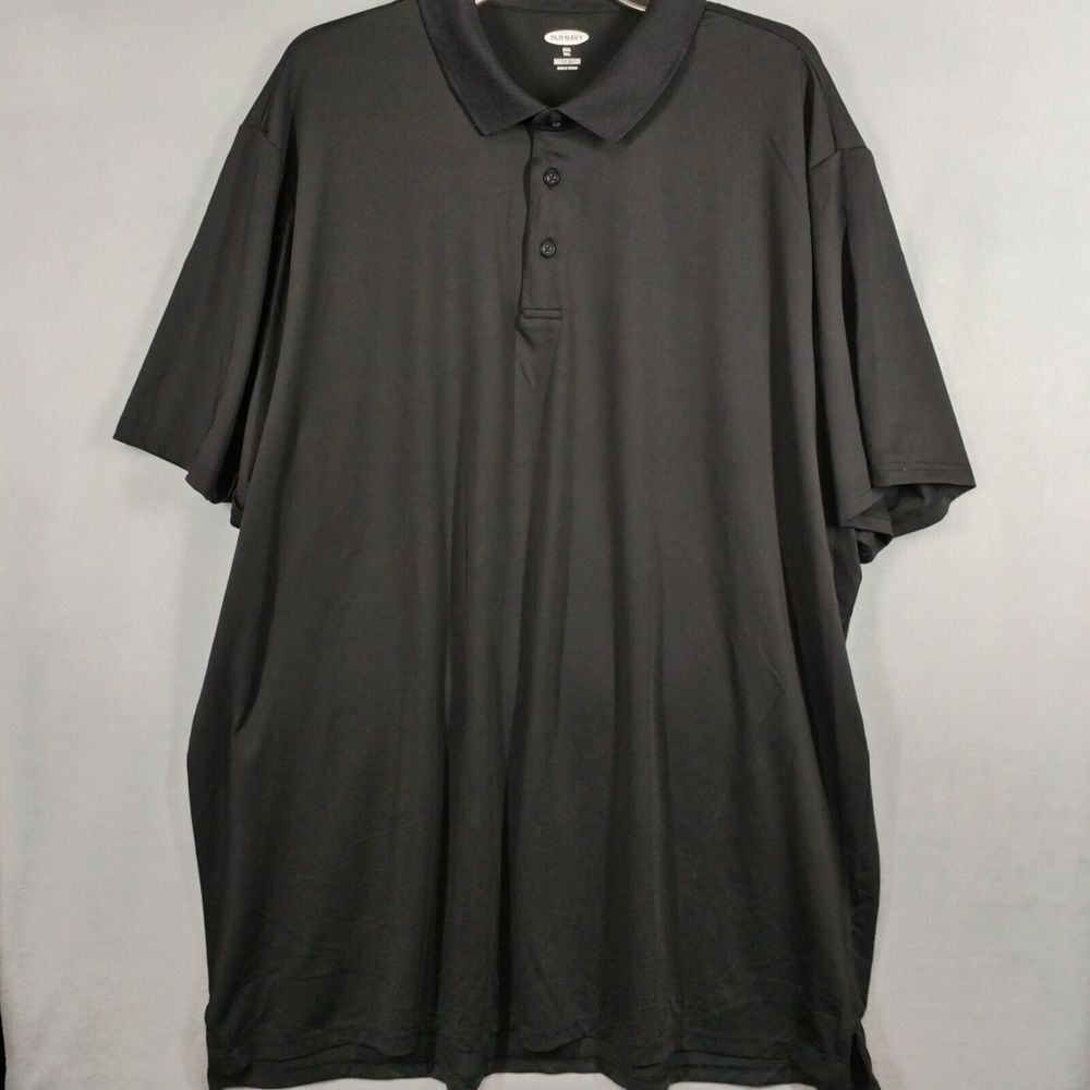 Old Navy Mens 3XLT Tall Polo Shirt Solid Black Built-In Flex Golf Stretch Preppy